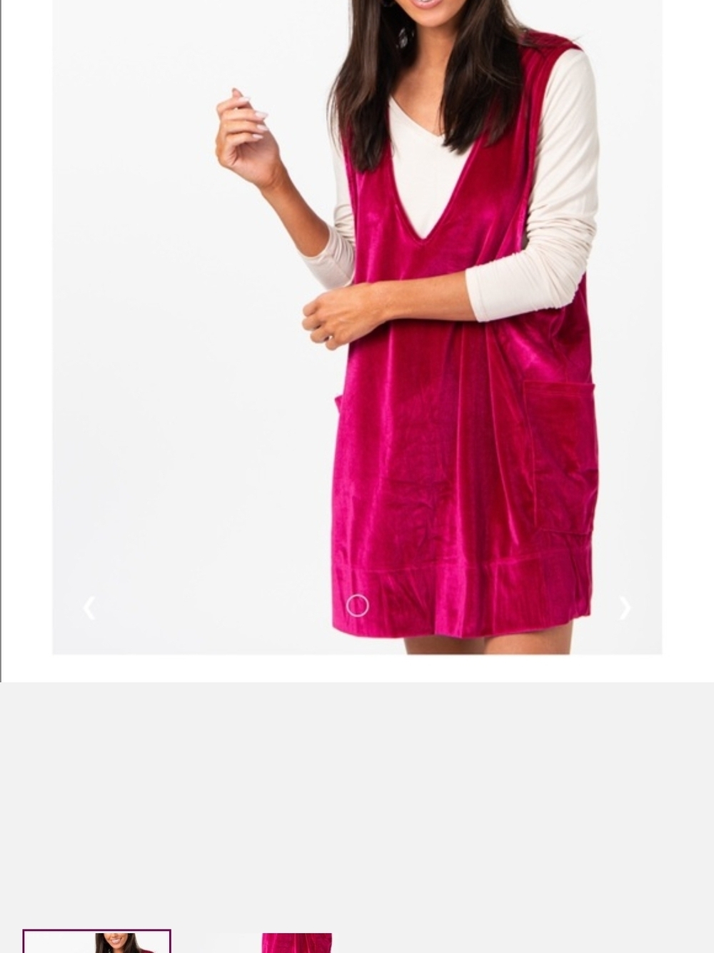 Agnes & Dora Fuchsia Velvet Pinafore Dress - Picture 3 of 9